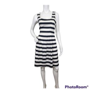 WHBM Black & White Striped Sleeveless Pleated Skirt Dress Size 8